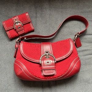 Coach Soho Red Leather mini bag w/ matching wallet